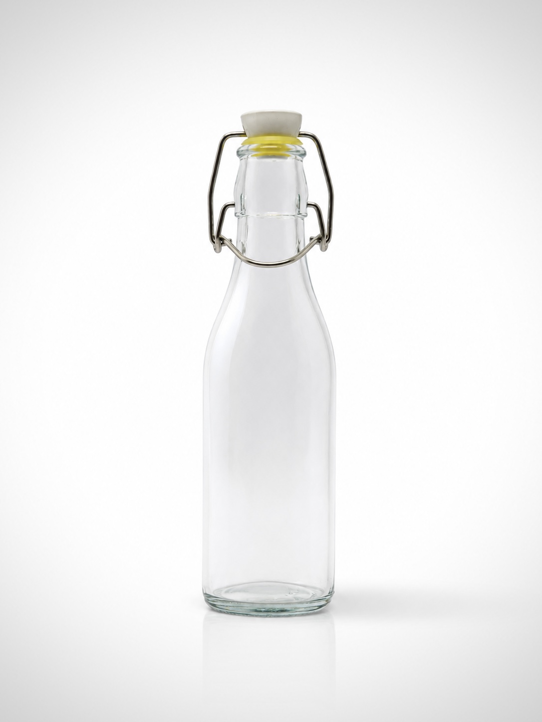 Slim clear swing-top bottle